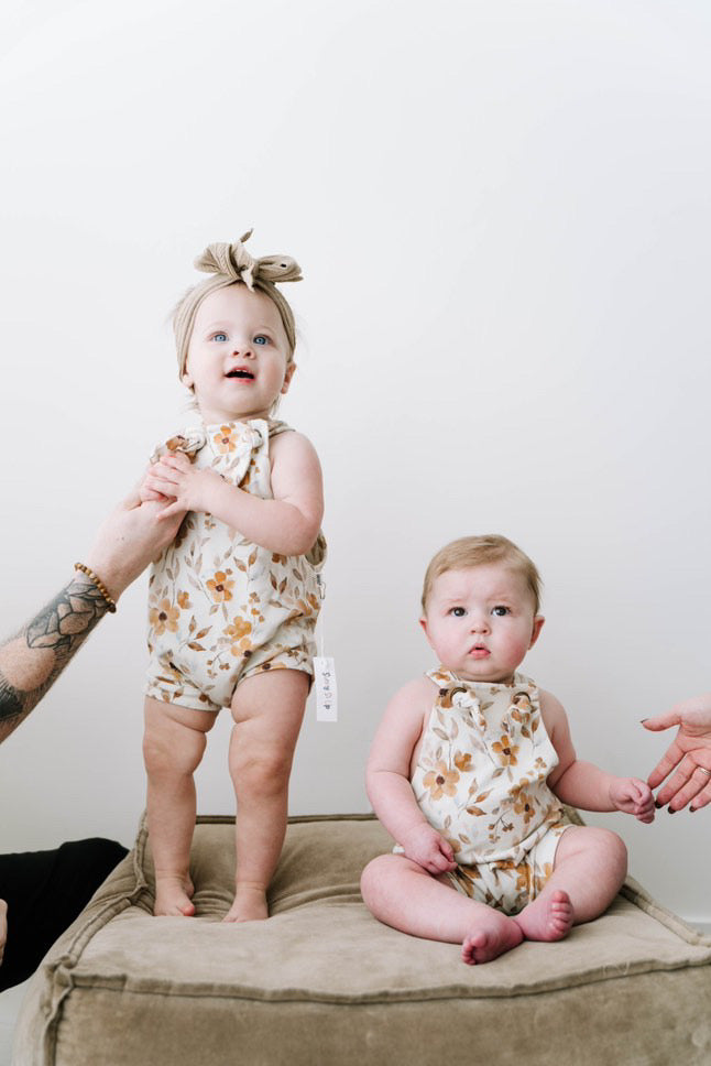 Printed Knotted Overall Shorties
